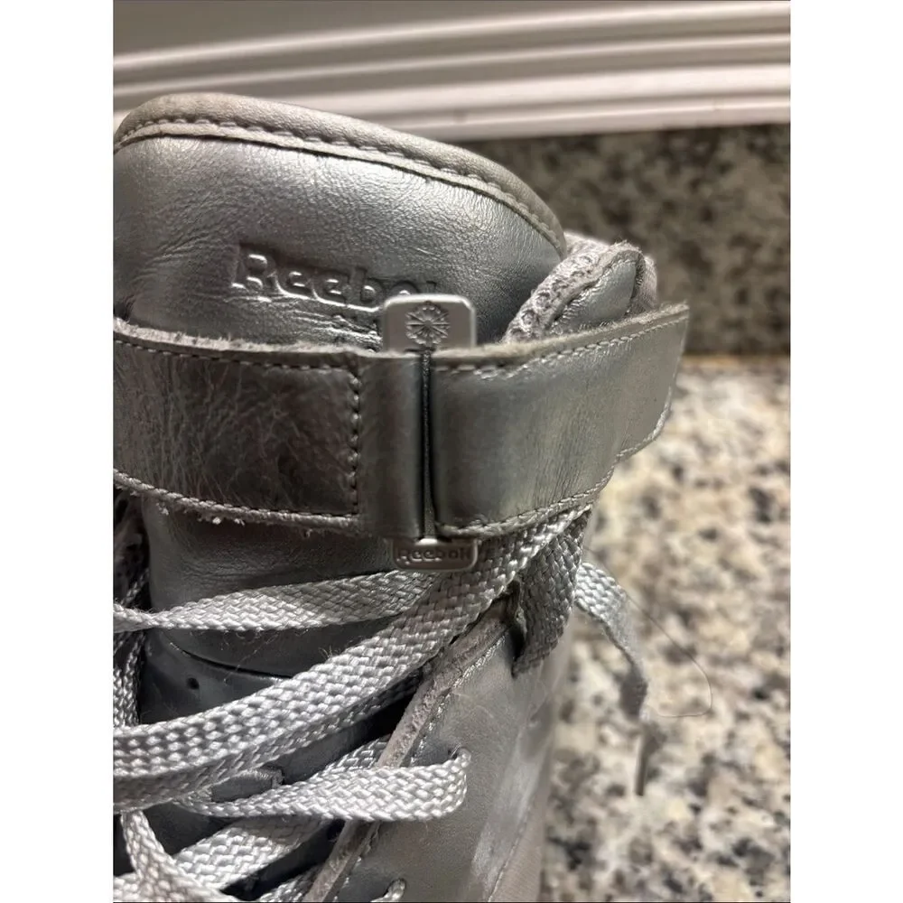 Reebok Metallic Silver High-Top Sneakers with Strap